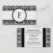 Carte D'appel Maman classique noire et blanche de damassé (Devant / Derrière)