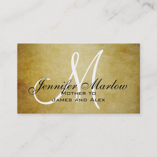 Carte d'appel maman Monogramme vintage (Devant)