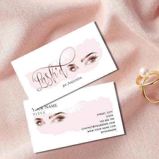 Carte D'appel Maquillage Eyebrow Eyes Lashes Rose Gold Lash