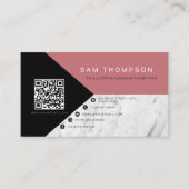 Carte D'appel Marbre professionnel rose QR Code Entreprise moder (Devant)