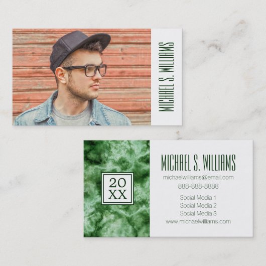 Carte D'appel Marbre vert de l'obtention du diplôme | de photo (Devant / Derrière)