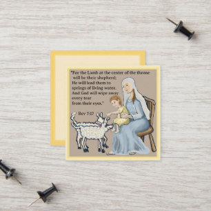 Carte D'appel Marie et Jésus saluant les agneaux