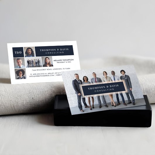Carte D'appel Marine moderne Blue Business Team Photos Collage G