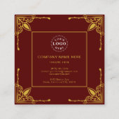 Carte D'appel Maroon Calling Card Featuring Metallic Gold (Dos)