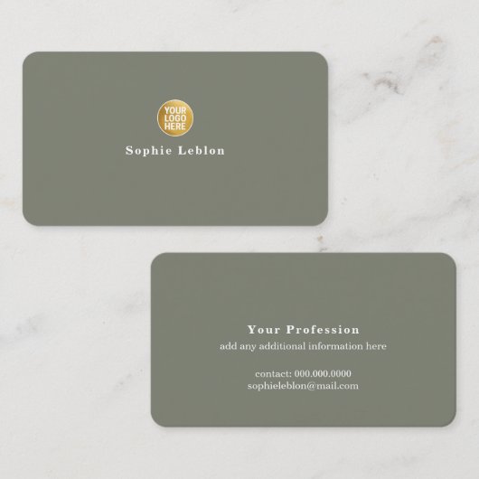 Carte D'appel Marque avec nom couleur eucalyptus (Devant / Derrière)