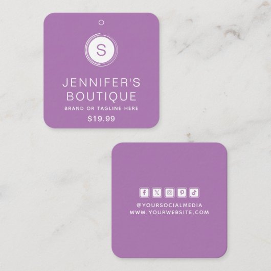 Carte D'appel Marque de boutique moderne violet et blanc (Devant / Derrière)