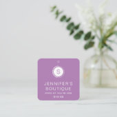 Carte D'appel Marque de boutique moderne violet et blanc (Debout devant)