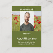 Carte D'appel Memorial Keepsake Field of Red Poppy (Devant)
