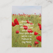 Carte D'appel Memorial Keepsake Field of Red Poppy (Dos)