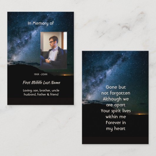 Carte D'appel Memorial Milky Way Starry Night Sky  (Devant / Derrière)