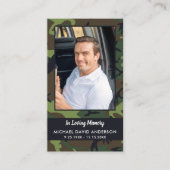 Carte D'appel Memorial Sympathy Camo Funeral Prayer Card Rustic (Devant)