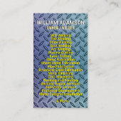 Carte D'appel Metal Contractor Services | Fabrication & Welding (Dos)