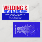 Carte D'appel Metal Fabrication & Welding Contractor Services |  (Devant / Derrière)