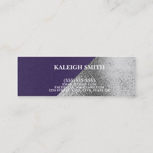 Carte D'appel Metallic Violet Violet Argent Insertion de graduat (Dos)