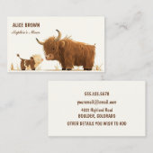 Carte d'appel mignonne Highland Cow & Calf (Devant / Derrière)