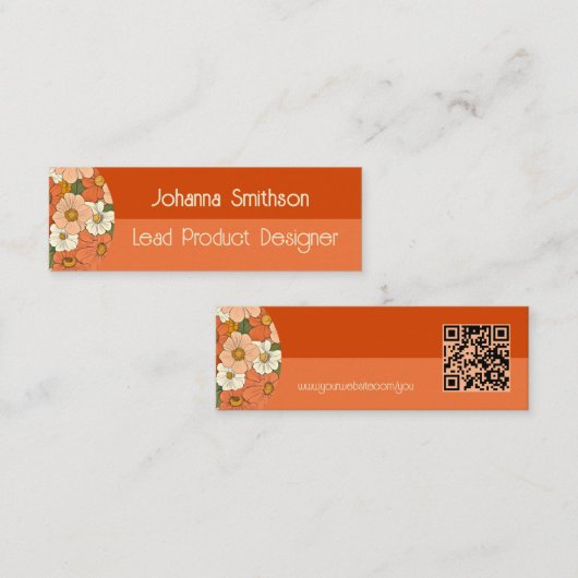 Carte d'appel mini Floral Retro Orange Groove (Devant / Derrière)