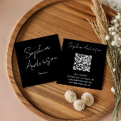 Carte D'appel Minimalist Black & White Qr Code Square Business