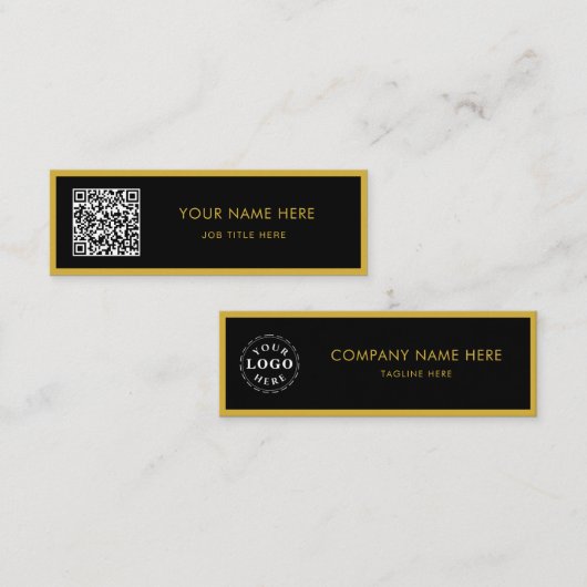Carte D'appel Minimalist M Gold Black Script QR White (Devant / Derrière)