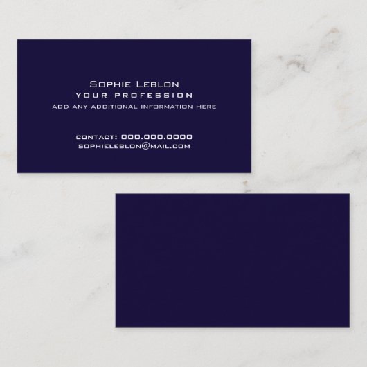 Carte D'appel Minimalist Simple Dark-Blue Professional (Devant / Derrière)