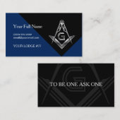 Carte D'appel Modèle Masonic Business Card | Bleu et argent (Devant / Derrière)