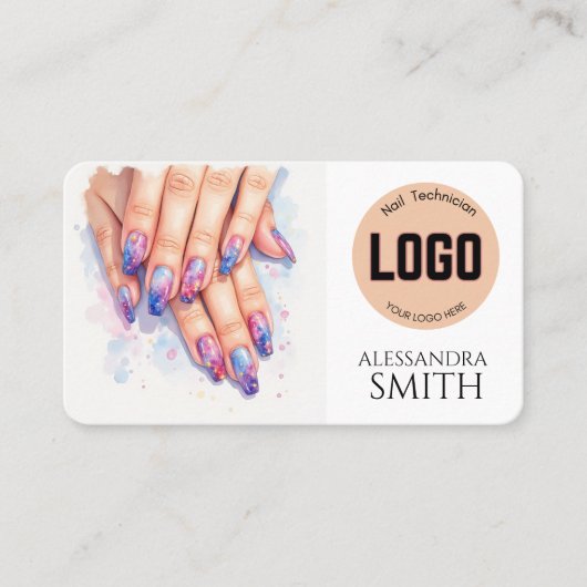 Carte D'appel Modern Simple Professional Business Nail Tech Card (Devant)