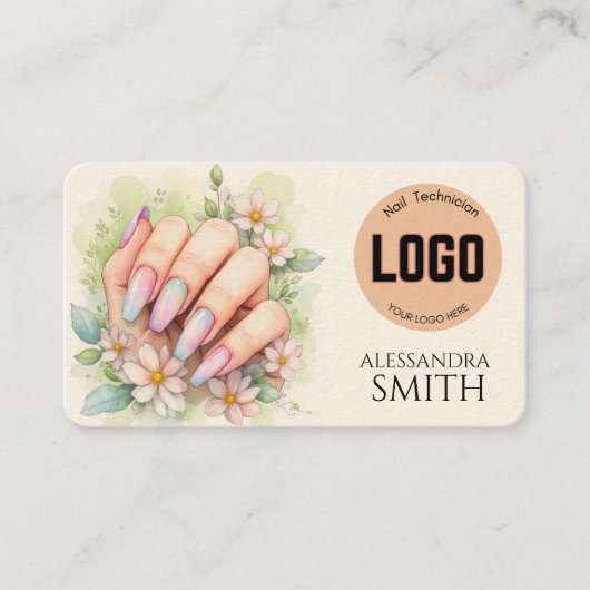 Carte D'appel Modern Simple Professional Business Nail Tech Card (Devant)