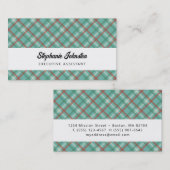 Carte D'appel Moderne Simply Chic Vert Rouge Plaid Personnel (Devant / Derrière)