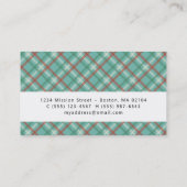 Carte D'appel Moderne Simply Chic Vert Rouge Plaid Personnel (Dos)