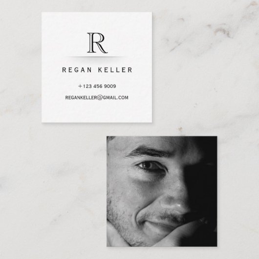 Carte d'appel Monogram Initial Modern Mens (Devant / Derrière)