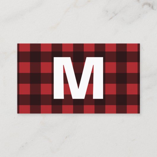 Carte D'appel Monogramme de Motif de buffle rouge et noir rustiq (Devant)