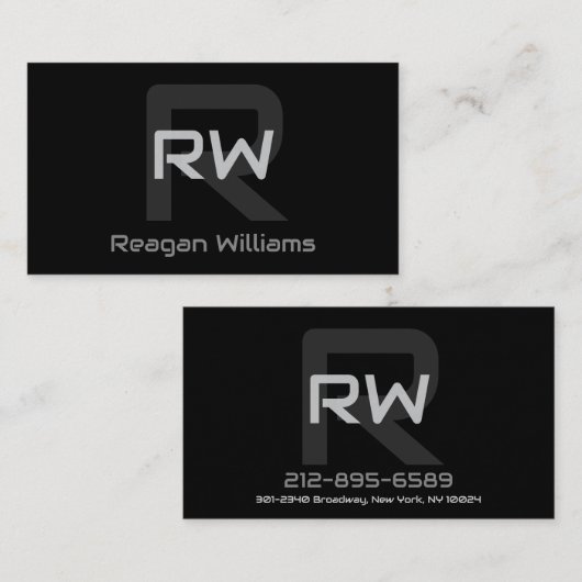 Carte d'appel monogramme moderne (Devant / Derrière)