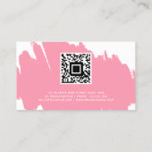Carte D'appel Monogramme personnalisé rose blanc moderne Code QR (Dos)