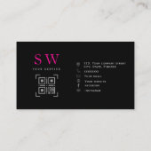 Carte D'appel Monogramme rose et noir minima moderne Business (Dos)