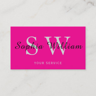 Carte D'appel Monogramme rose et noir minima moderne Business