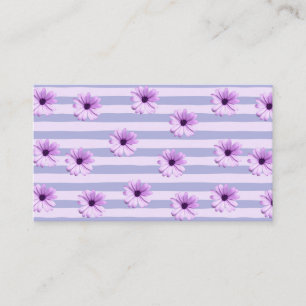 Carte D'appel Motif à rayures pastel avec des marguerites
