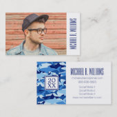 Carte D'appel Motif de requin bleu de l'obtention du diplôme | (Devant / Derrière)