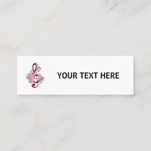 Carte D'appel Musical treble clef notes with sakura flowers