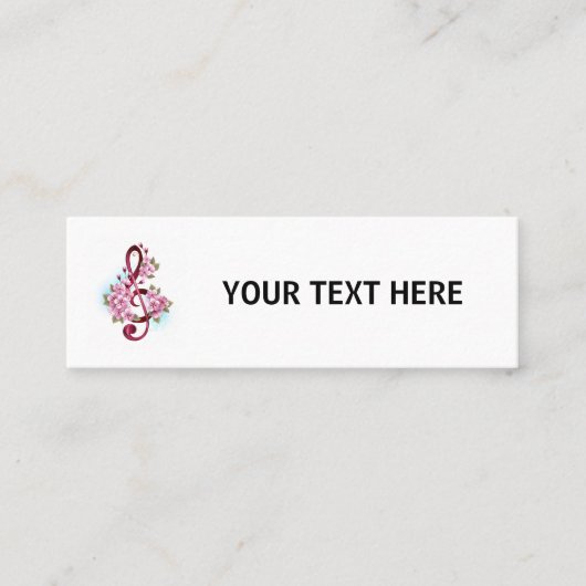 Carte D'appel Musical treble clef notes with sakura flowers (Devant)