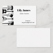 Carte D'appel Musicien Guitare minimaliste moderne (Devant / Derrière)