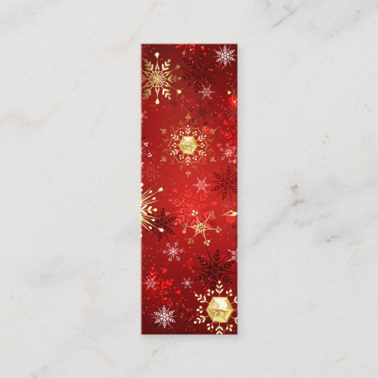Carte D'appel Noël Golden Snowflakes sur Arrière - plan rouge (Devant)