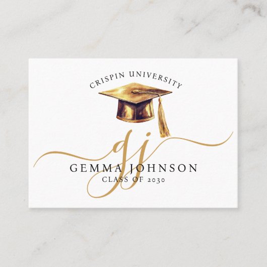 Carte D'appel Nom de diplôme élégant Monogramme Or (Devant)