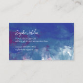 Carte D'appel Nom de police de script moderne Bleu aquarelle (Devant)