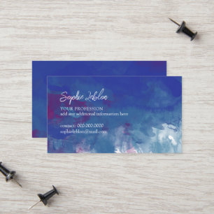 Carte D'appel Nom de police de script moderne Bleu aquarelle