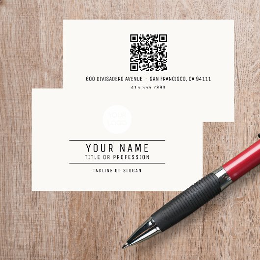 Carte D'appel Nom du code QR Logo professionnel désactivé blanc