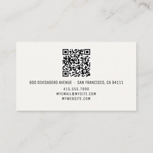 Carte D'appel Nom du code QR Logo professionnel désactivé blanc (Dos)