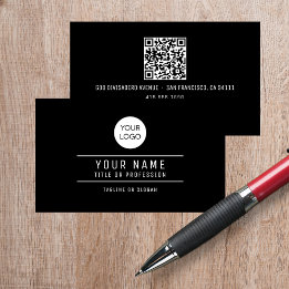 Carte D'appel Nom du code QR Logo professionnel Noir