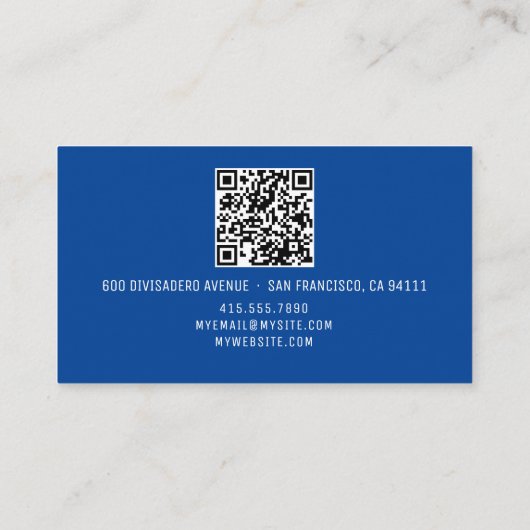 Carte D'appel Nom du code QR Logo professionnel Royal Blue (Dos)