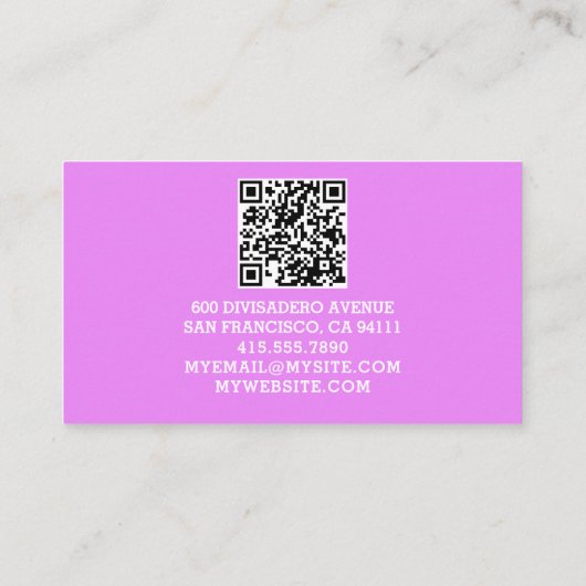 Carte D'appel Nom du logo professionnel QR Code Pastel Purple Ca (Dos)