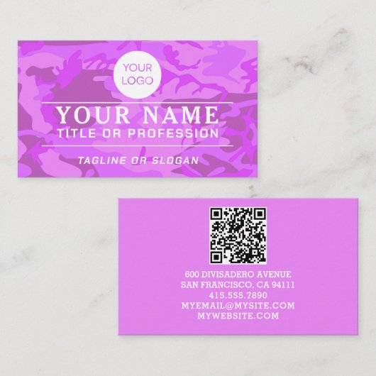 Carte D'appel Nom du logo professionnel QR Code Pastel Purple Ca (Devant / Derrière)