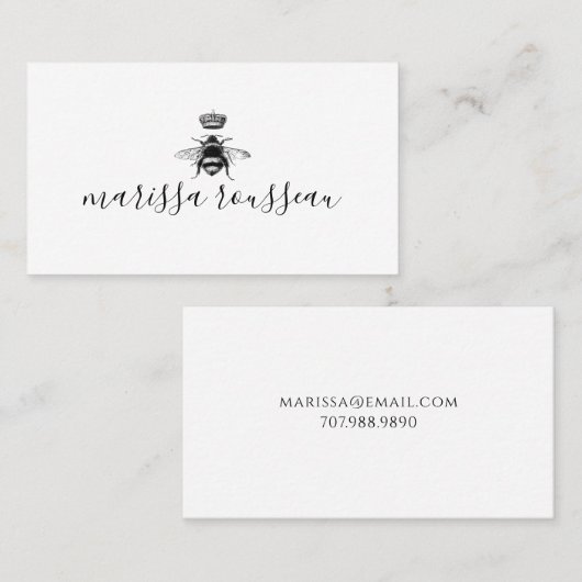 Carte D'appel Nom du script manuscrit du logo Queen Bee (Devant / Derrière)